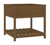 Jardinière avec étagère Marron miel 82,5x82,5x81 cm Bois de pin