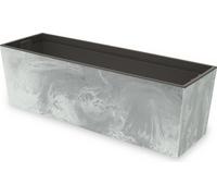 Jardinière avec insert pratique Pot de fleurs Longueur : 77 cm Jardinière de balcon sur plastique Aspect béton Structure béton Couleur intérieur / extérieur
