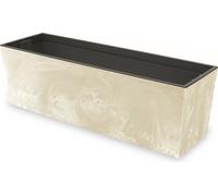 Jardinière avec insert pratique Pot de fleurs Longueur : 77 cm Jardinière de balcon sur plastique Aspect béton Structure béton Crème Couleur Intérieur / Extérieur