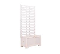 Jardinière avec pergola en bois blanche - Greenspot - 80 x 42 x 180 cm - 120 L - Bois d'épicéa - Fond à lattes