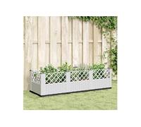 vidaXL Jardinière avec piquets de terre Blanc 123,5x43,5x43,5 cm PP