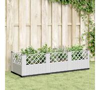 Jardinière avec piquets blanc 123,5x43,5x43,5 cm PP bac à fleurs vidaXL