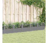 Jardinière avec piquets blanc 123,5x43,5x43,5 cm PP bac à fleurs vidaXL