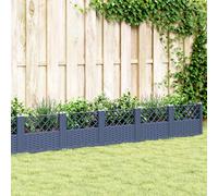vidaXL Jardinière avec Piquets, Bac à Fleurs, Pot à Plantes, Boîte à Fleurs Jardin Terrasse Patio Extérieur, Bleu Gris 368019 Gris G