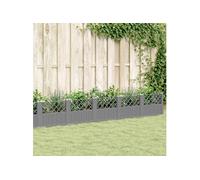 vidaXL Jardinière avec piquets gris clair 363,5x43,5x43,5 cm PP
