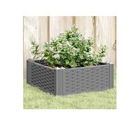 Jardinière avec piquets gris clair 42,5x42,5x28,5 cm PP, bac à fleurs, support de jardinière, support de fleurs, bac 368003