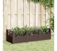Jardinière avec piquets marron 123,5x43,5x43,5 cm PP - vidaXL