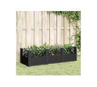 vidaXL Jardinière avec piquets noir 123,5x43,5x43,5 cm PP, bac à fleurs, support de jardinière, support de fleurs, bac à 368017