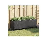 vidaXL Lit surélevé avec roulettes & 3 compartiments Noir 107x32x38cm Poly rotin