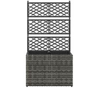 Jardinière avec Treillis - 3 Bacs à Plantes 22 L Résine Tressée et Acier Galvanisé - 57 x 30 x 107 cm - Gris