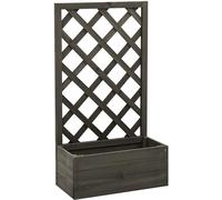 Jardinière avec treillis - 40 x 30 x 135 cm - Gris - Chêne massif - Jardinière avec treillis intégré - Idéale pour les plantes grimpantes sur le balcon et la terrasse