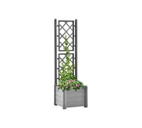 vidaXL Bac à plantes avec treillis 43x43x142 cm PP vert pierre