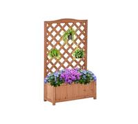 Outsunny Jardiniššre avec treillis, bac š€ fleurs, lit suršŠlevšŠ, pour plantes grimpantes, lšŠgumes, fleurs, en bois massif, intšŠrieur et extšŠrieur, cour, jardin, balcon, 70 x 28 x 117 cm, marron