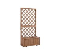 Jardinière avec treillis - bac à fleurs - jardinière sur pied - dim. 72,5L x 31,5l x 149,5H cm inserts d'irrigation inclus bois sapin pré-huilé