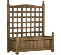 Outsunny Jardiniššre avec Treillis - bac š€ Fleurs - jardiniššre sur Pied - dim. 64L x 28l x 75H cm Inserts d'irrigation Inclus Bois Sapin traitšŠ