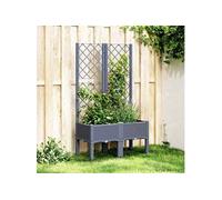 vidaXL Jardinière avec Treillis - Bleu Gris