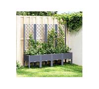 vidaXL Jardinière avec Treillis, Bac à Fleurs, Pot à Plantes, Boîte à Fleurs Jardin Terrasse Patio Extérieur, Bleu Gris 160x40x142 cm PP