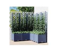 vidaXL Bac à plantes avec treillis 120x120x136 cm PP bleu-gris