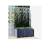 vidaXL Jardinière avec treillis gris foncé 80x40x136 cm PP