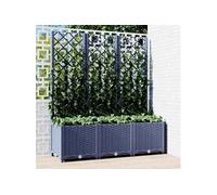 vidaXL Bac à plantes avec treillis 120x40x136 cm PP bleu-gris