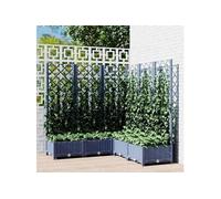 vidaXL Bac à plantes avec treillis bleu-gris 120x120x121,5 cm PP