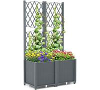 Jardinière avec treillis, bac à fleurs pour plantes grimpantes, pot de fleurs avec écran de protection, jardinière surélevée avec treillis et système d'arrosage automatique, pot de fleurs pour jardin,