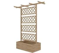 Outsunny Jardiniššre avec treillis bac š€ fleurs potager sur pied en bois pour plantes grimpantes, lšŠgumes, fleurs - en bois de sapin pršŠ-huilšŠ dim. 160L x 55l x 183H cm effet bois naturel