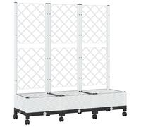 Jardinière avec treillis et roulettes, blanche, 120 x 40 x 131,5 cm, en polypropylène
