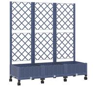 Jardinière avec treillis et roulettes, bleu-gris, 120 x 40 x 131,5 cm
