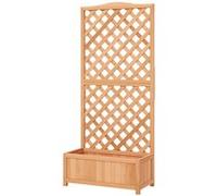 Outsunny Jardinière avec Treillis - bac à Fleurs - dim. 76L x 36l x 170H cm - Fond à Lattes - Bois Sapin pré-huilé