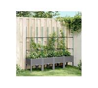 vidaXL Jardinière avec Treillis, Lit Surélevé, Bac à Fleurs, Pot de Plantes, Boîte à Fleurs Jardin Patio Terrasse Extérieur, 367962