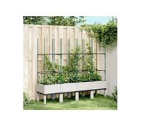 vidaXL Jardinière avec treillis blanc