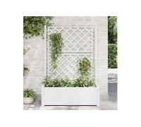 vidaXL Bac à plantes avec treillis 100x43x142 cm PP blanc
