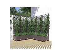 Jardinière avec Treillis Lit Surélevé Pot à Plantes Boîte à Fleurs Jardin Patio Entrée Terrasse Extérieur Marron 318266