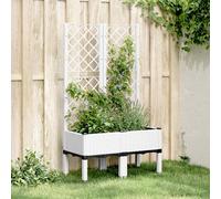vidaXL Bac à plantes avec treillis - 160 x 40 x 142 cm - PP - blanc