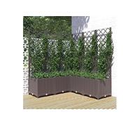Jardinière avec treillis Marron 120x120x136 cm PP