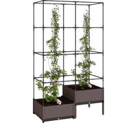 Jardinière avec treillis - Modèle sur pied - 2 pots en PP avec trous de drainage - 100 x 50 x 174 cm - Pour plantes grimpantes - Grand format - Noir