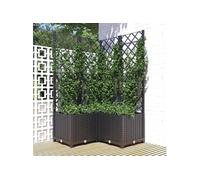 vidaXL Bac à plantes avec treillis noir 80x80x136 cm PP