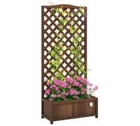 Jardinière avec Treillis - Outsunny - 76 x 36 x 170 cm - Fond à Lattes - Bois Sapin pré-huilé marron foncé
