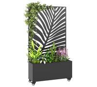 Jardinière avec treillis - Outsunny - avec brise-vue et roulettes verrouillables - pour plantes grimpantes - 90 x 30 x 160 cm, noir