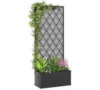 Jardinière avec treillis - Outsunny - avec brise-vue - pour plantes grimpantes - métal - 45 x 21,5 x 110 cm - noir