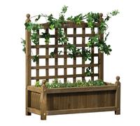Outsunny Jardiniššre avec Treillis - bac š€ Fleurs - jardiniššre sur Pied - dim. 64L x 28l x 75H cm Inserts d'irrigation Inclus Bois Sapin traitšŠ