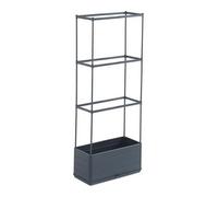 Jardinière avec Treillis Robuste, Style Simple, Jardinière sur Pied À Trois Niveaux avec Motif Bois Et Support pour Plantes Grimpantes, en Plastique PP Injecté, Dimensions Environ 45 × 20 × 110 Cm