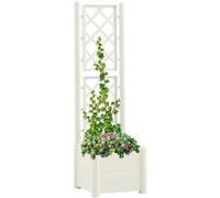 vidaXL Bac à plantes avec treillis 43x43x142 cm PP blanc