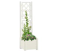 Jardinière avec treillis - VIDAXL - 43x43x142 cm - Polypropylène - 30 L - Blanc