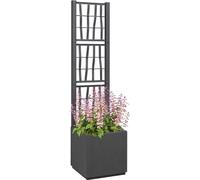 Jardinière avec treillis vidaXL, gris foncé, 36 x 36 x 140 cm, PP