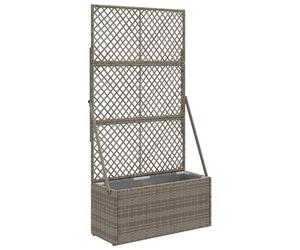 Jardinière avec treillis vidaXL, grise, 70 x 30 x 135 cm, en rotin synthétique