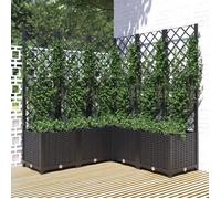 Jardinière avec treillis - VIDAXL - Noir - 120x120x136 cm - Plastique résistant - Idéale pour extérieur
