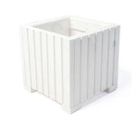 Jardinière / Bac à fleurs - BOGATECO - 25x25x25 cm - Blanche - Bois de pin - Insert plastique étanche