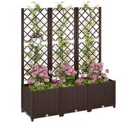 Jardinière - bac à fleurs - Outsunny - avec treillis - avec 8 trous de drainage - en plastique - 120 x 40 x 135 cm - marron